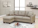 Beige Color Glossy Polyfiber Tufted Cushion Couch Sectional Sofa Chaise Living Room Furniture Reversible Sectionals Chaise