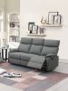 Gray Color Burlap Fabric Recliner Motion Sofa 1pc Couch Manual Motion Sofa Living Room Furniture