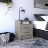 Eter Nightstand; Superior Top; Two Drawers -Light Gray