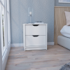 Basilea 2 Drawers Nightstand; Pull Out System -White