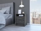 Eter Nightstand; Superior Top; Two Drawers -Smokey Oak