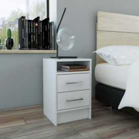 Nightstand Cartiz, Two Drawers, White Finish