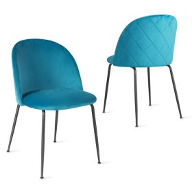 Set of 2 Upholstered Velvet Dining Chair with Metal Base for Living Room