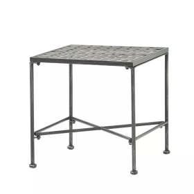 Petra Square Iron Patio Side Table - Black