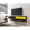 Manhattan Comfort Astor 70.86 Modern Floating Entertainment Center 1.0 with Media Shelves in Rustic Brown and Yellow