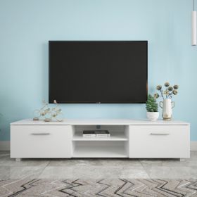 White TV Stand for 70 Inch TV Stands; Media Console Entertainment Center Television Table; 2 Storage Cabinet with Open Shelves for Living Room Bedroom