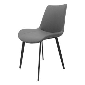 Grey PU Leather Dining Chair with Metal Legs, Modern Upholstered Chair Set of 4 for Kitchen, Restaurant, Living, Meeting Room