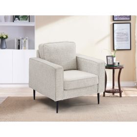 Living Room Upholstered Chair with high-tech Fabric Surface/ Chesterfield Tufted Fabric Sofa Couch, Large-White