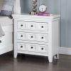 Transitional Style White Color Solid wood 1pc Nightstand Only Bedroom Furniture Bedside Table Round Knobs 3-Drawers Nightstand