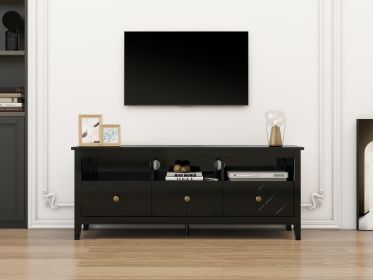 3 drawer TV stand,mid-Century Modern Style,Entertainment Center with Storage, Media Console for Living Room