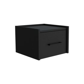 TUHOME Boa Floating Nightstand, Wall-Mounted Single Drawer Design with Handle- Black - Bedroom