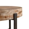 31.29"Modern Retro Splicing Round Coffee Table, Fir Wood Table Top with Black Cross Legs Base