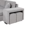 104" Pull Out Sleeper Sofa Reversible L-Shape 3 Seat Sectional Couch with Storage Chaise and 2 Stools for Living Room Furniture Set,Gray