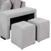 104" Pull Out Sleeper Sofa Reversible L-Shape 3 Seat Sectional Couch with Storage Chaise and 2 Stools for Living Room Furniture Set,Gray