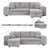 104" Pull Out Sleeper Sofa Reversible L-Shape 3 Seat Sectional Couch with Storage Chaise and 2 Stools for Living Room Furniture Set,Gray