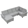 120" Modern U-Shaped Corner Sectional Sofa Upholstered Linen Fabric Sofa Couch for Living Room, Bedroom, Gray