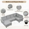 120" Modern U-Shaped Corner Sectional Sofa Upholstered Linen Fabric Sofa Couch for Living Room, Bedroom, Gray