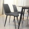 Grey PU Leather Dining Chair with Metal Legs, Modern Upholstered Chair Set of 4 for Kitchen, Restaurant, Living, Meeting Room