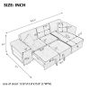 104" Pull Out Sleeper Sofa Reversible L-Shape 3 Seat Sectional Couch with Storage Chaise and 2 Stools for Living Room Furniture Set,Gray