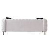 Modern Living Room Sofa Linen Square Arm Sofa, 84.25" W Couch, Beige