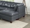 Contemporary Genuine Leather Black Tufted 8pc Sectional Set 3x Corner Wedge 3x Armless Chair 2x Ottomans Living Room Furniture Sofa Couch