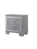 1pc Modern & Glam Style Two Drawers Nightstand Solid Wood Built-in Night Light Silver Crocodile Finish