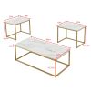 White Faux Marble Coffee Table Simple Modern 1pc Coffee Tables with 2pcs Table for Living Room and Office, White Gold