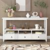 3 Tier Vintage Solid Console Table with 3 Drawers and Shelves; Industrial Console Table Coffee Table for Living Room Entry Bedroom White Color