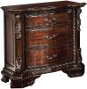 Formal Traditional 1pc Nightstand Only Brown Cherry Solid wood 3-Drawers Intricate Accents Glides Bronze Hanging Pulls Bedroom Furniture