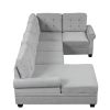 120" Modern U-Shaped Corner Sectional Sofa Upholstered Linen Fabric Sofa Couch for Living Room, Bedroom, Gray