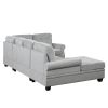 120" Modern U-Shaped Corner Sectional Sofa Upholstered Linen Fabric Sofa Couch for Living Room, Bedroom, Gray