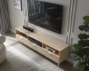 LED TV Stand LED Entertainment Center with Storage Modern LED Media Console Tables LED TV Cabinet for Living Room, Bedroom and Office Wood