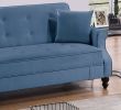 Contemporary Living Room Adjustable Sofa Blue Burnt-Out Fabric Couch Plush Storage Couch 1pc Futon Sofa w Pillows Tufted Back Rolled Arms