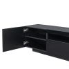 TV Cabinet Wholesale, Black TV Stand with Lights, Modern LED TV Cabinet with Storage Drawers, Living Room Entertainment Center Media