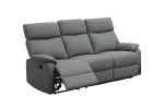 Gray Color Burlap Fabric Recliner Motion Sofa 1pc Couch Manual Motion Sofa Living Room Furniture