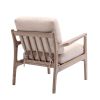 Wood Frame Armchair, Easy Assembly Mid Century Modern Accent Chair Lounge Chair for Living Room, Bedroom, Home Office,Tan Linen