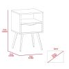 Otom Nightstand ; Superior Top; One Open Shelf; One Drawer; Four Legs -White / Light Oak