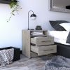 Eter Nightstand; Superior Top; Two Drawers -Light Gray