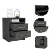 Eter Nightstand; Superior Top; Two Drawers -Smokey Oak