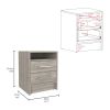 Eter Nightstand; Superior Top; Two Drawers -Light Gray