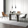 Grey PU Leather Dining Chair with Metal Legs, Modern Upholstered Chair Set of 4 for Kitchen, Restaurant, Living, Meeting Room