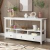 3 Tier Vintage Solid Console Table with 3 Drawers and Shelves; Industrial Console Table Coffee Table for Living Room Entry Bedroom White Color