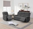 Modern Dark Gray Color Burlap Fabric Recliner Motion Sofa 1pc Plush Couch Manual Motion Sofa Living Room Furniture