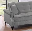 Contemporary Living Room Adjustable Sofa Gray Burnt-Out Fabric Couch Plush Storage Couch 1pc Futon Sofa w Pillows Tufted Back Rolled Arms