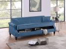 Contemporary Living Room Adjustable Sofa Blue Burnt-Out Fabric Couch Plush Storage Couch 1pc Futon Sofa w Pillows Tufted Back Rolled Arms