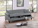 Contemporary Living Room Adjustable Sofa Gray Burnt-Out Fabric Couch Plush Storage Couch 1pc Futon Sofa w Pillows Tufted Back Rolled Arms