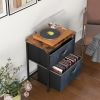 20 Inch Height Industrial Nightstand with 2 Pull-out Fabric Drawers