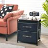 20 Inch Height Industrial Nightstand with 2 Pull-out Fabric Drawers