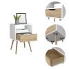 Otom Nightstand ; Superior Top; One Open Shelf; One Drawer; Four Legs -White / Light Oak