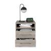 Eter Nightstand; Superior Top; Two Drawers -Light Gray